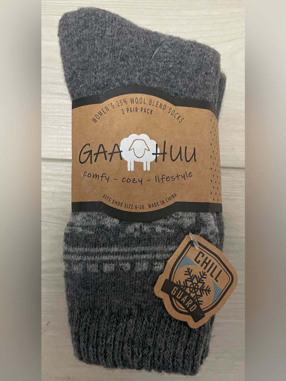 Gaa Huu Women's Gray Wool-Blend Cozy Socks 2 Pair Pack